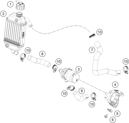 vue éclatée système de refroidissement - gasgas mc-e 5 2025