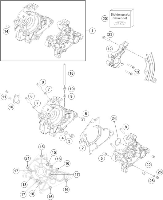 vue éclatée carter moteur - gasgas mc 50 eu 2023