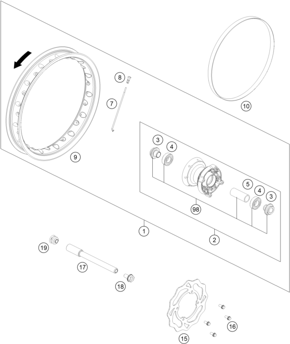 vue éclatée roue avant - gasgas mc 50 2026