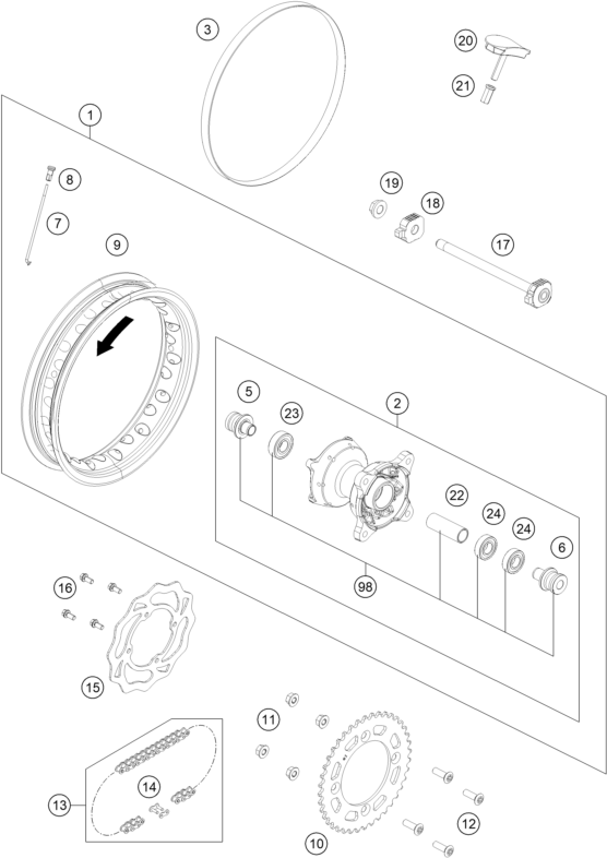 vue éclatée roue arrière - gasgas mc 50 2026