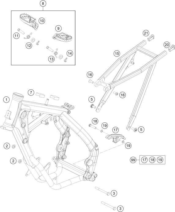 vue éclatée cadre - gasgas mc 65 eu 2021