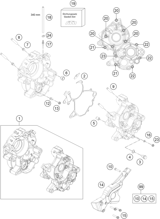 vue éclatée carter moteur - gasgas mc 65 eu 2021
