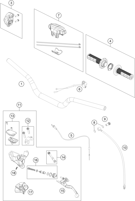 vue éclatée guidon, armatures - gasgas mc 65 eu 2023