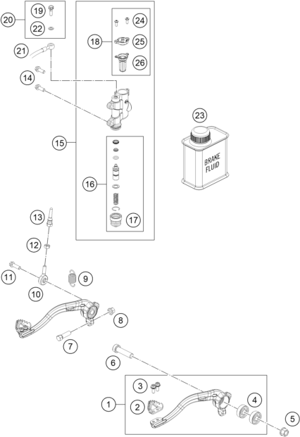 vue éclatée système de frein arrière - gasgas mc 65 eu 2023