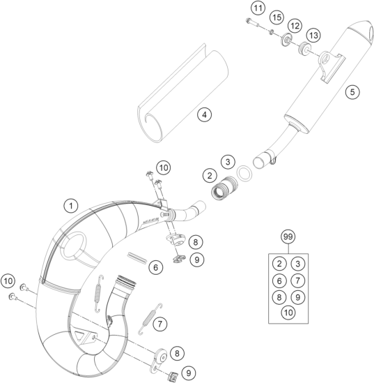 vue éclatée système d'echappement - gasgas mc 65 2024
