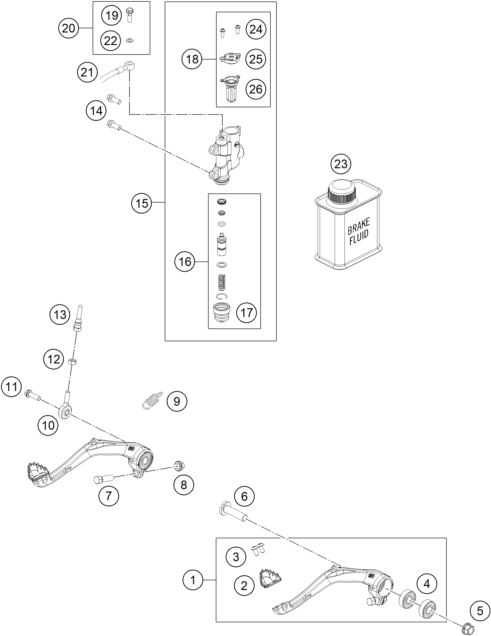 vue éclatée système de frein arrière - gasgas mc 65 2025