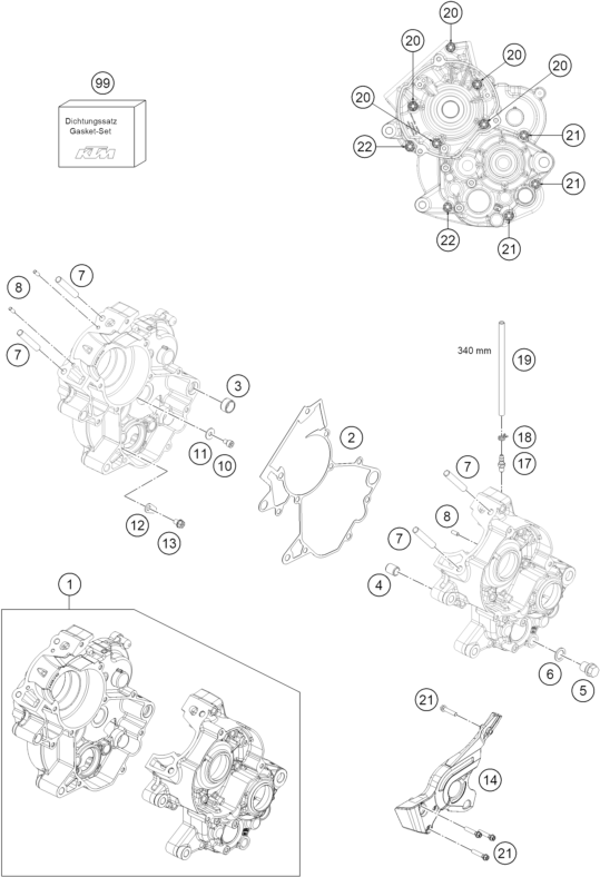 vue éclatée carter moteur - gasgas mc 65 2025