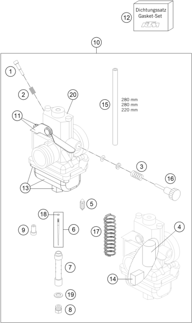 vue éclatée carburateur - gasgas mc 65 2025