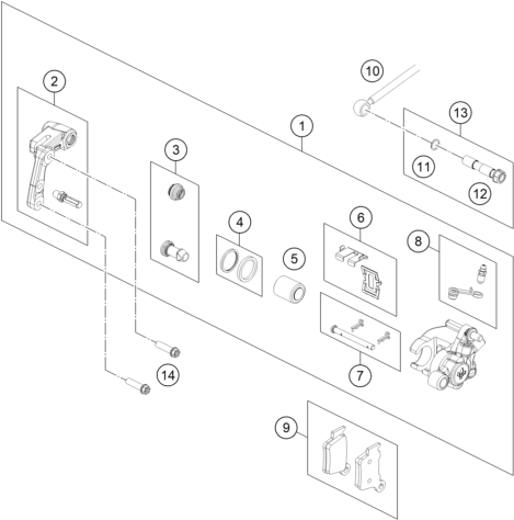 vue éclatée étrier de frein avant - gasgas mc 65 2026