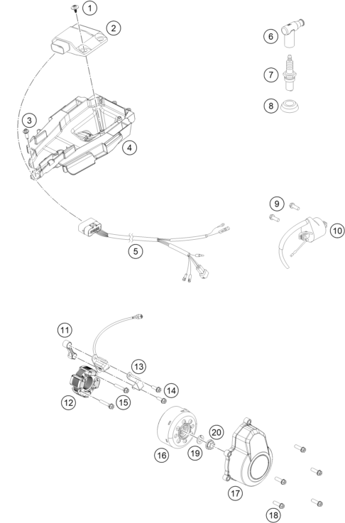 vue éclatée système de allumage - gasgas mc 85 19/16 eu 2022