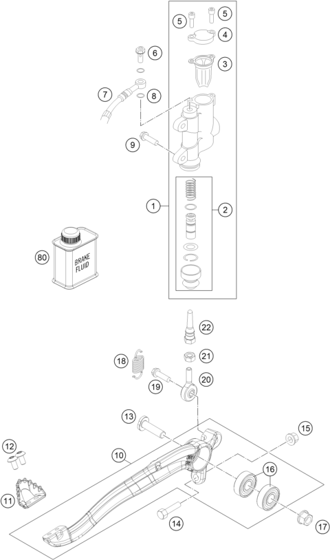 vue éclatée système de frein arrière - gasgas mc 85 19/16 eu 2023