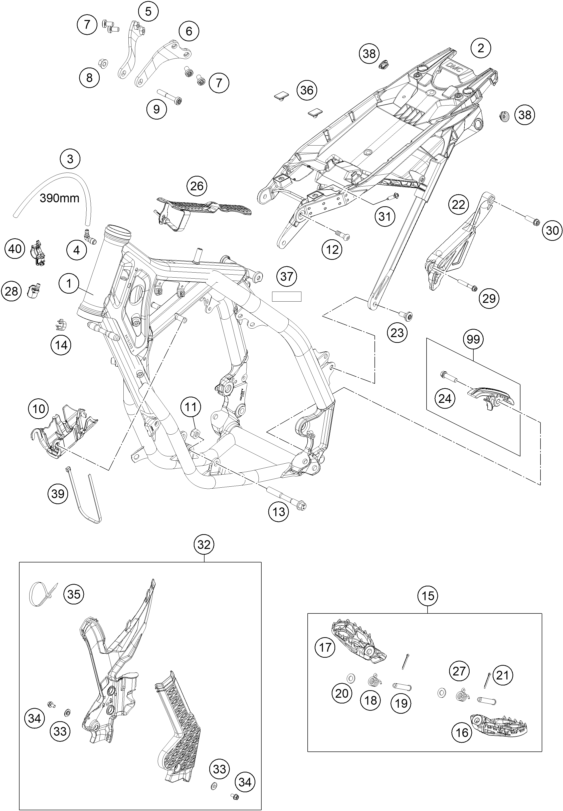 vue éclatée cadre - gasgas mc 85 19/16 2025