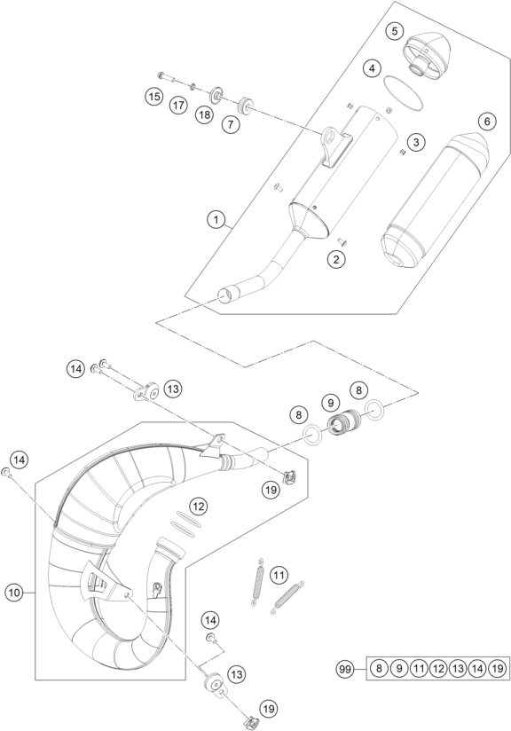 vue éclatée système d'echappement - gasgas mc 85 19/16 2025
