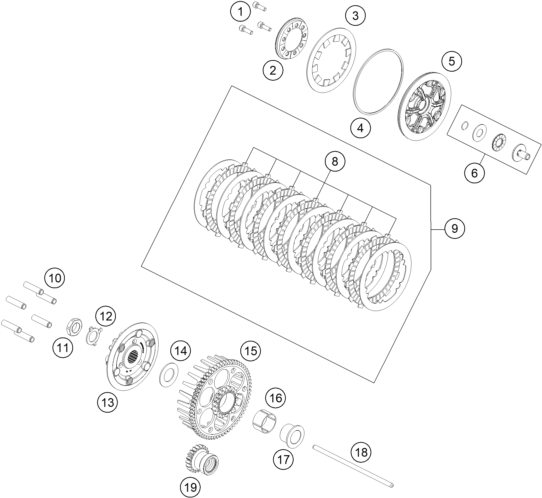 vue éclatée embrayage - gasgas mc 85 19/16 2025