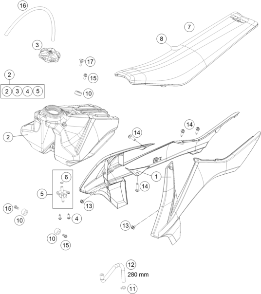 vue éclatée réservoir, selle - gasgas mc 85 19/16 eu 2021