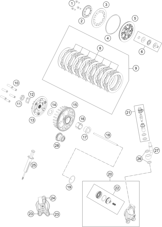 vue éclatée embrayage - gasgas mc 85 19/16 eu 2021