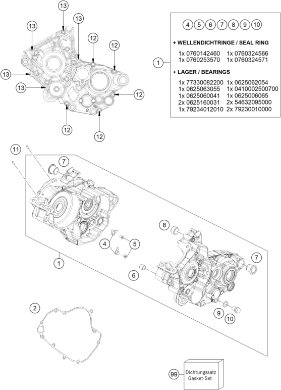 vue éclatée carter moteur - gasgas mc 150 2025