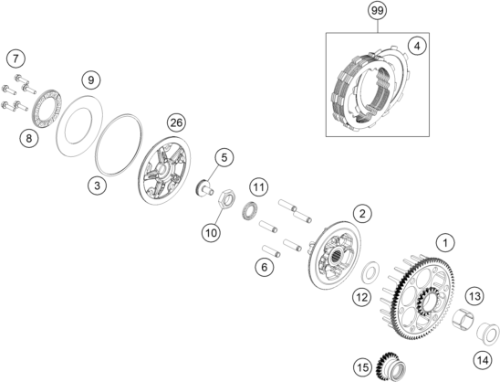 vue éclatée embrayage - gasgas mc 150 2025