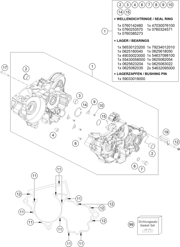 vue éclatée carter moteur - gasgas mc 250 eu 2023