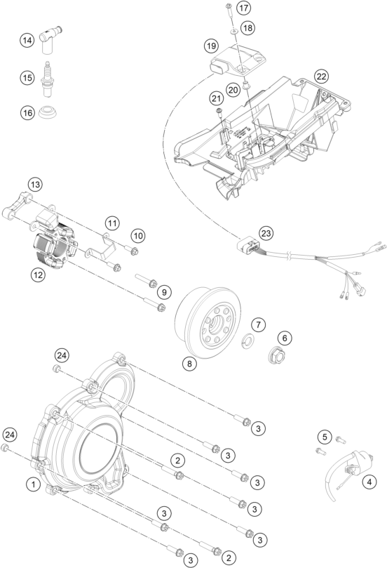 vue éclatée système de allumage - gasgas mc 250 eu 2023