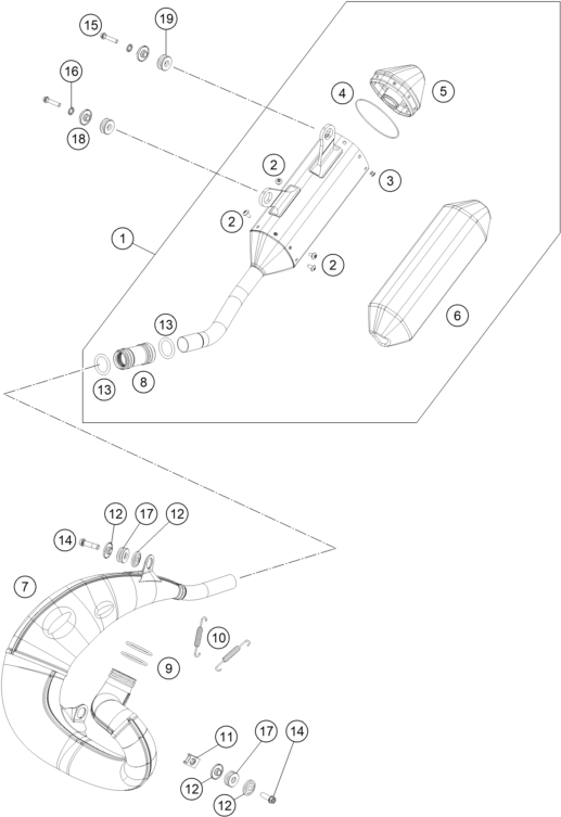 vue éclatée système d'echappement - gasgas mc 300 2025