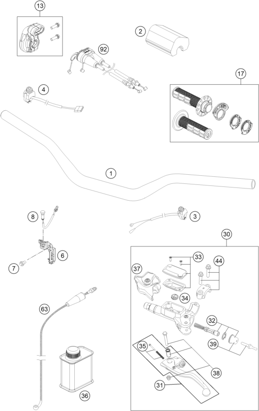 vue éclatée guidon, armatures - gasgas mc 350f eu 2022