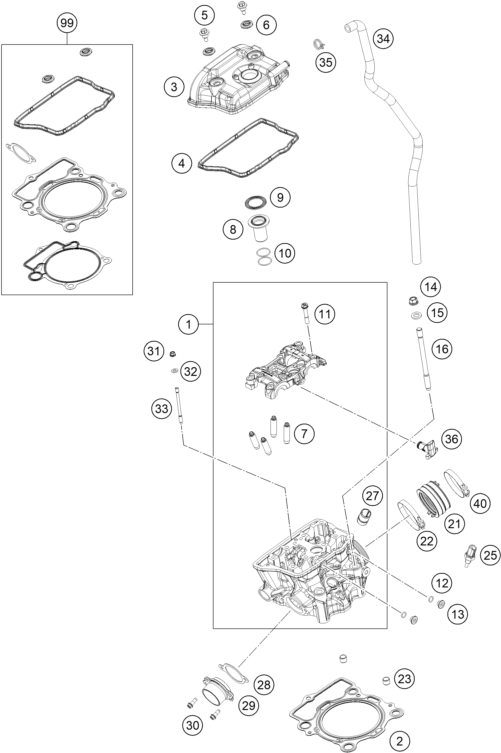 vue éclatée culasse - gasgas mc 350f eu 2024