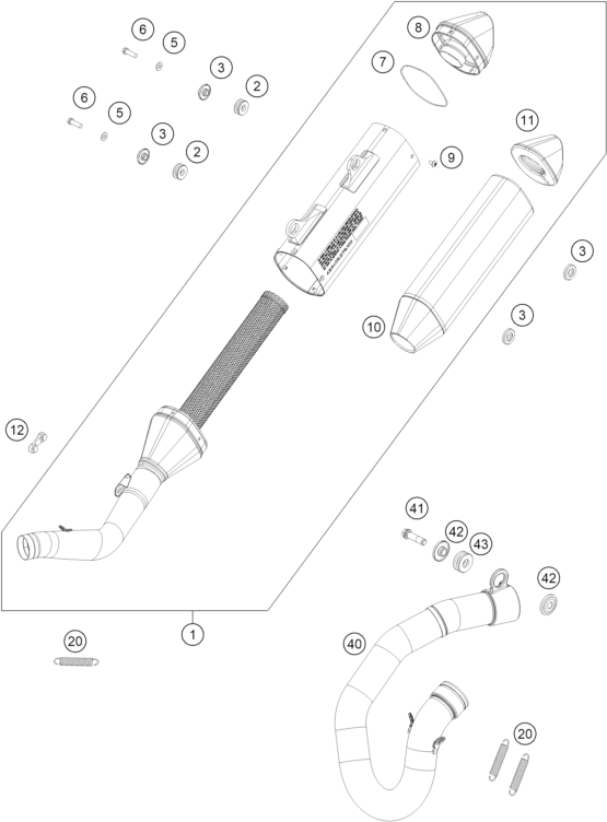 vue éclatée système d'echappement - gasgas mc 350f 2025