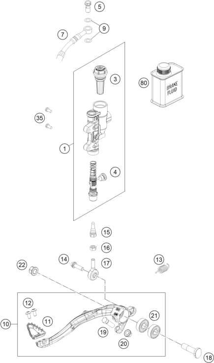 vue éclatée système de frein arrière - gasgas mc 350f 2025