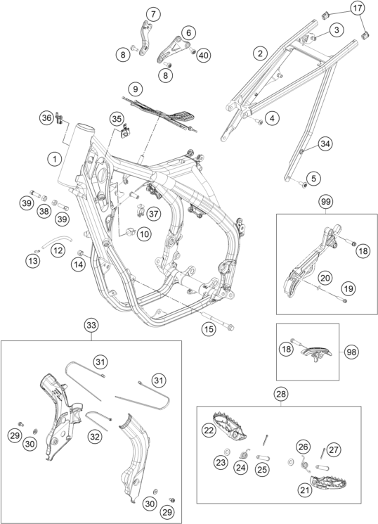 vue éclatée cadre - gasgas mc 450f eu 2021