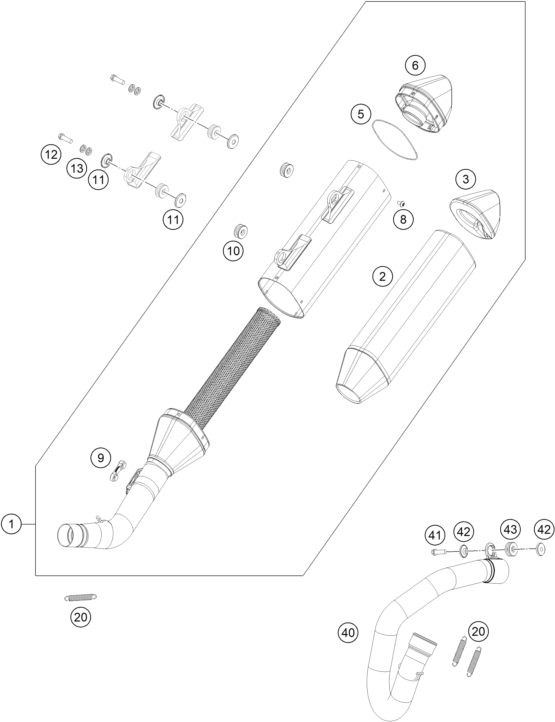 vue éclatée système d'echappement - gasgas mc 450f eu 2021