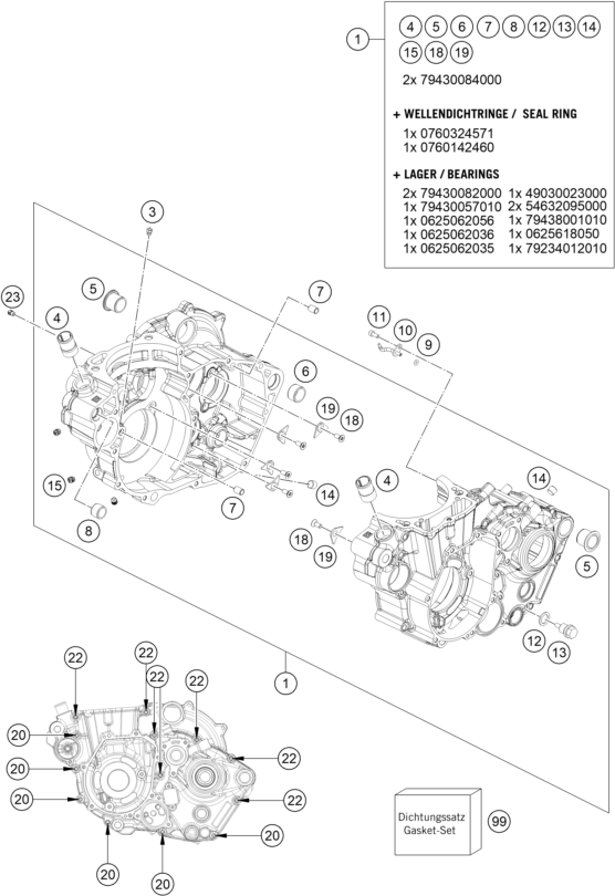 vue éclatée carter moteur - gasgas mc 450f eu 2021