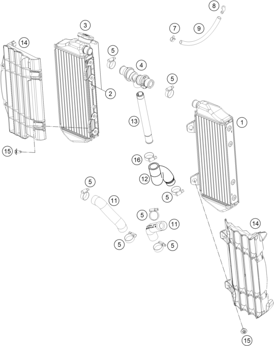 vue éclatée système de refroidissement - gasgas mc 450f eu 2021