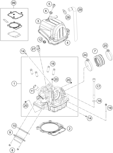 vue éclatée culasse - gasgas mc 450f eu 2021
