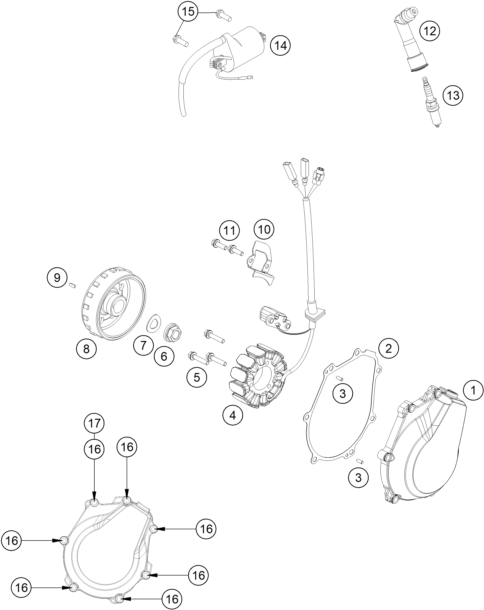 vue éclatée système de allumage - gasgas mc 450f eu 2021