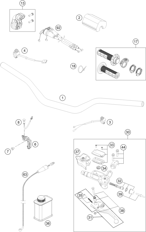 vue éclatée guidon, armatures - gasgas mc 450f eu 2022