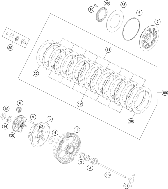 vue éclatée embrayage - gasgas mc 450f eu 2023
