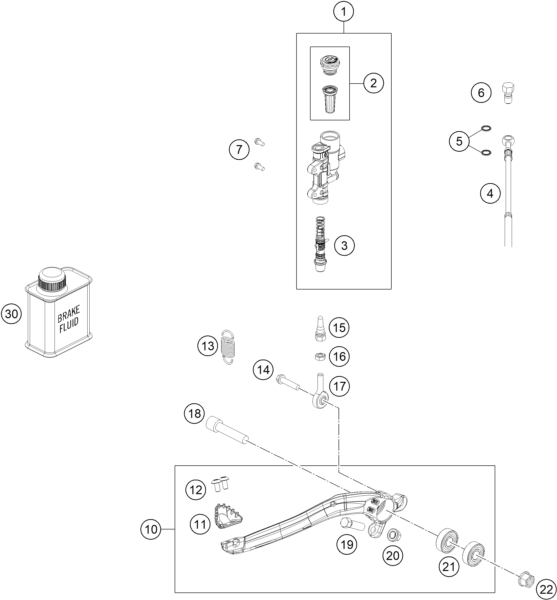 vue éclatée système de frein arrière - gasgas mc 450f bt eu 2023