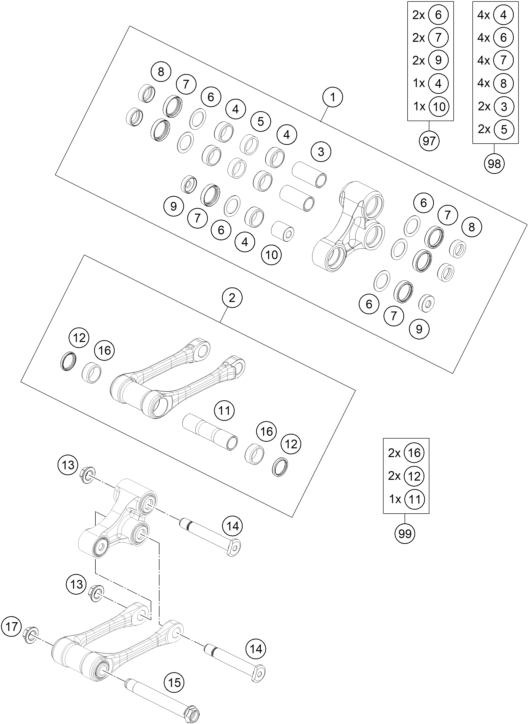 vue éclatée articulation de l'amortisseur pro lever - gasgas mc 450f eu 2024