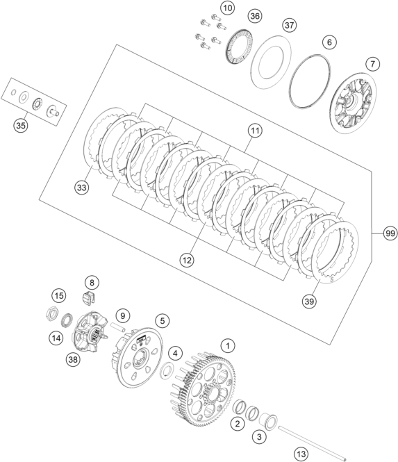 vue éclatée embrayage - gasgas mc 450f eu 2024