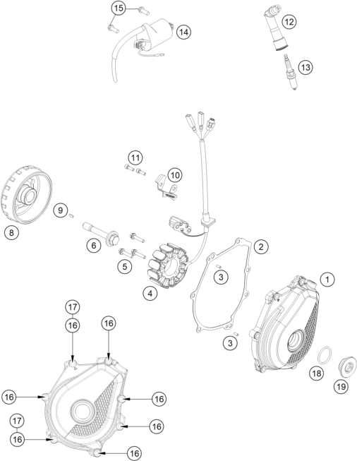 vue éclatée système de allumage - gasgas mc 450f eu 2024