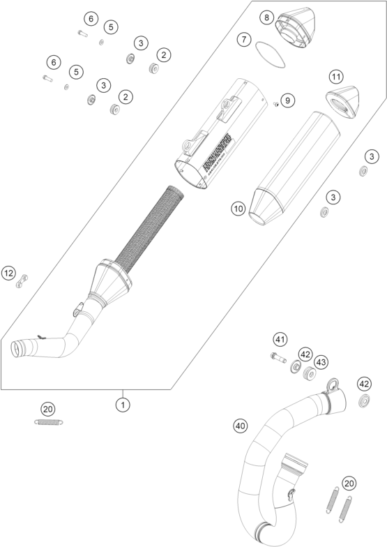 vue éclatée système d'echappement - gasgas mc 450f 2025