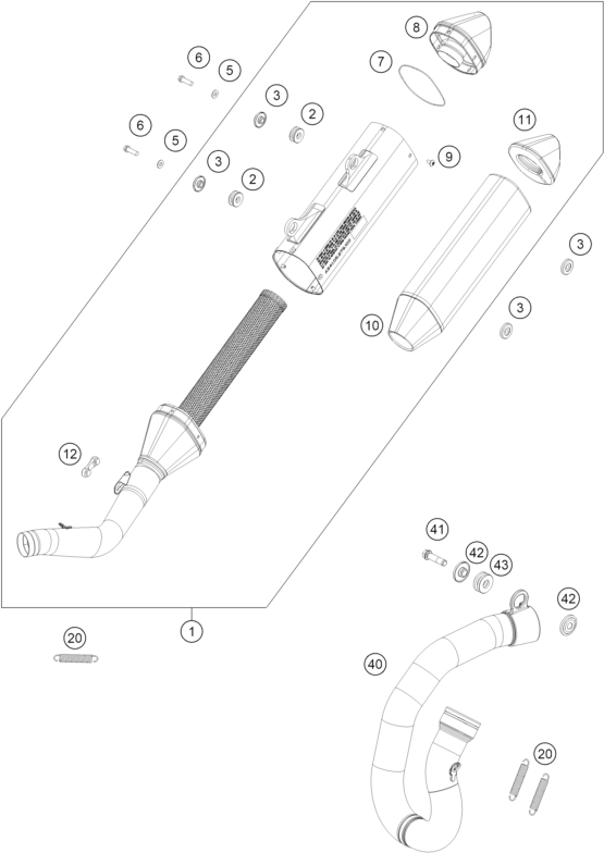 vue éclatée système d'echappement - gasgas mc 450f 2026