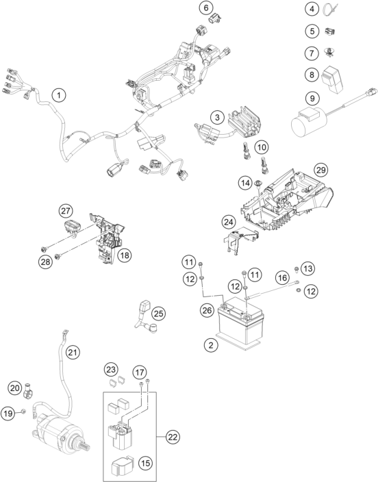 vue éclatée faisceau de câbles - gasgas mc 450f factory edition us 2023