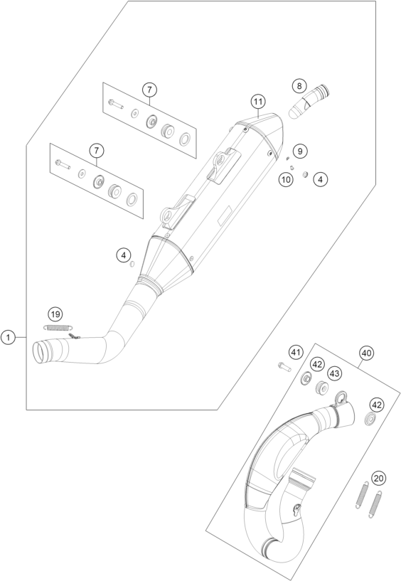 vue éclatée système d'echappement - gasgas mc 450f prado edition 2025