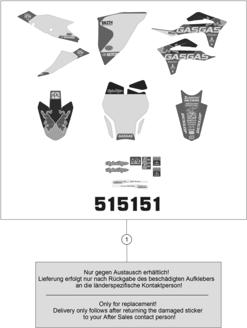 vue éclatée kit déco - gasgas mc 450f troy lee designs eu 2022