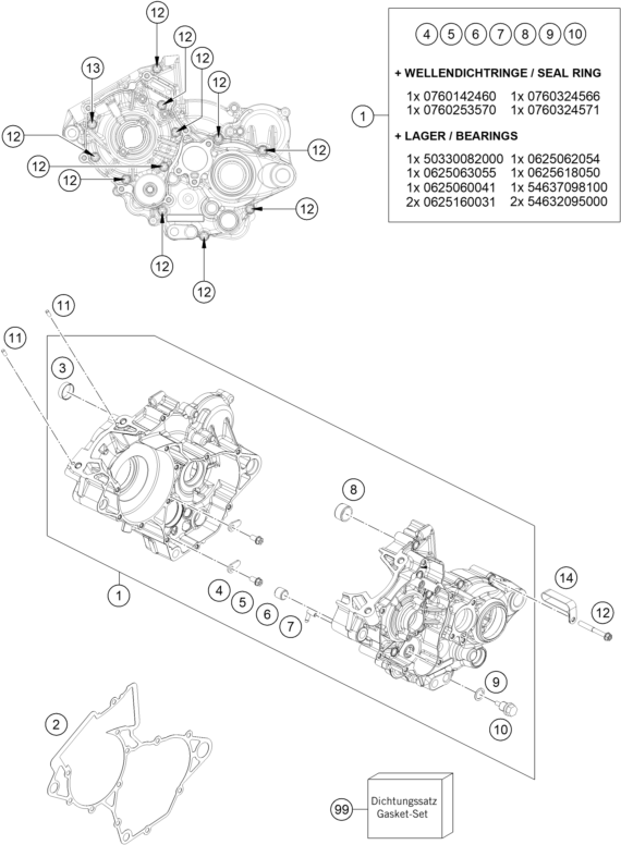 vue éclatée carter moteur - gasgas mc 125 eu 2021