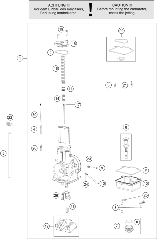 vue éclatée carburateur - gasgas mc 125 eu 2021