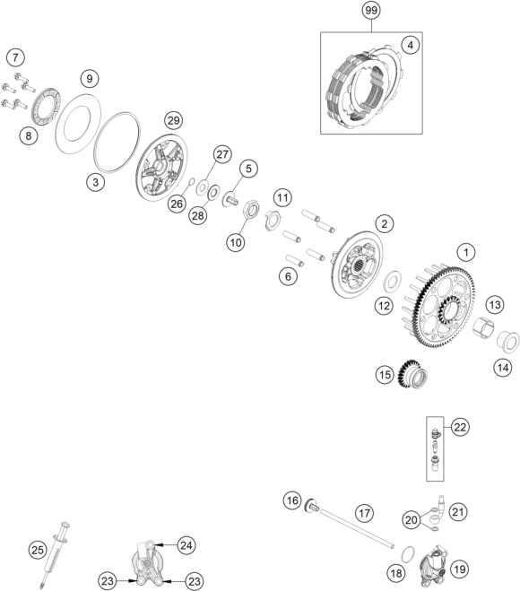 vue éclatée embrayage - gasgas mc 125 eu 2021