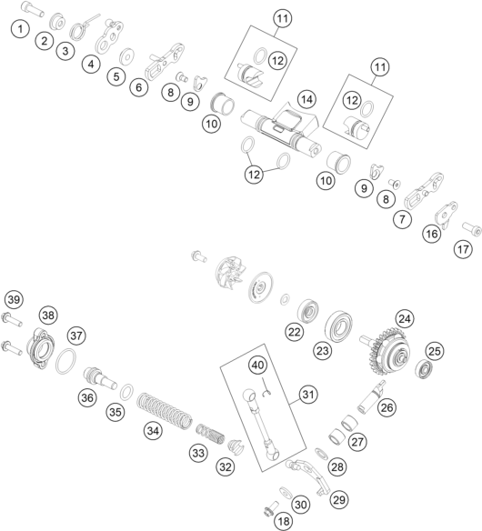 vue éclatée valve d'échappement - gasgas mc 125 eu 2023